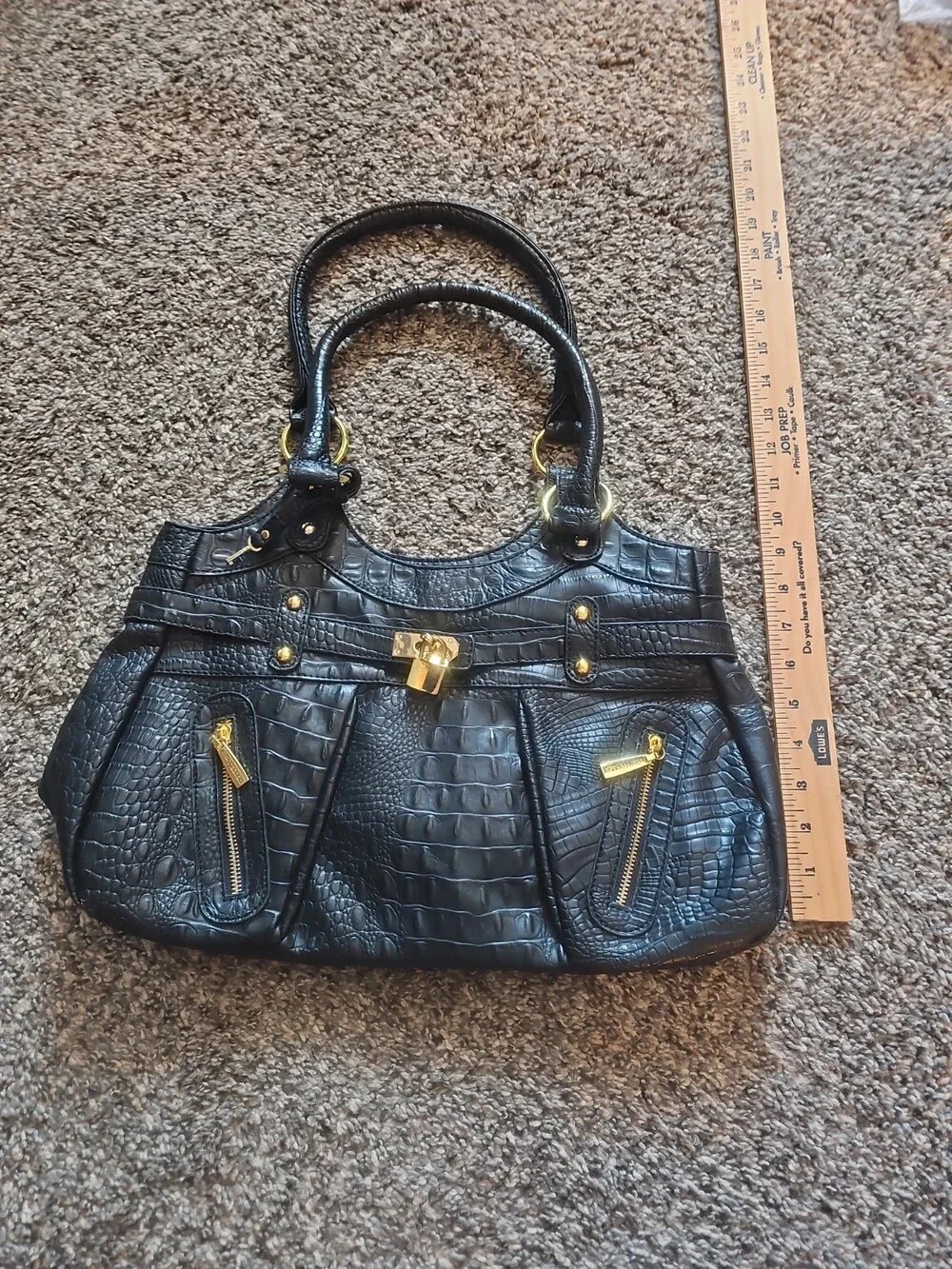 Vecceli Black Croc-Embossed Shoulder Bag Satchel – Y2K